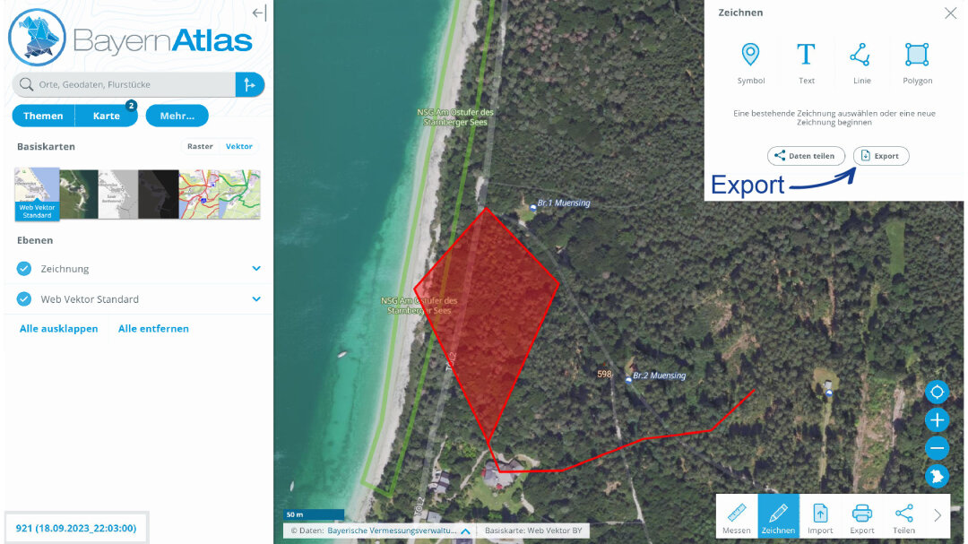 BayernAtlas Export und Drucken Schritt 2